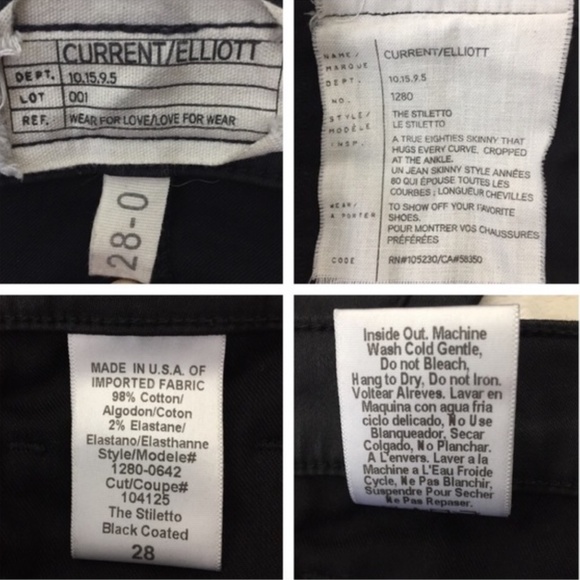 Current/Elliott Stiletto Black Coated Ankle Jeans - Picture 6 of 8